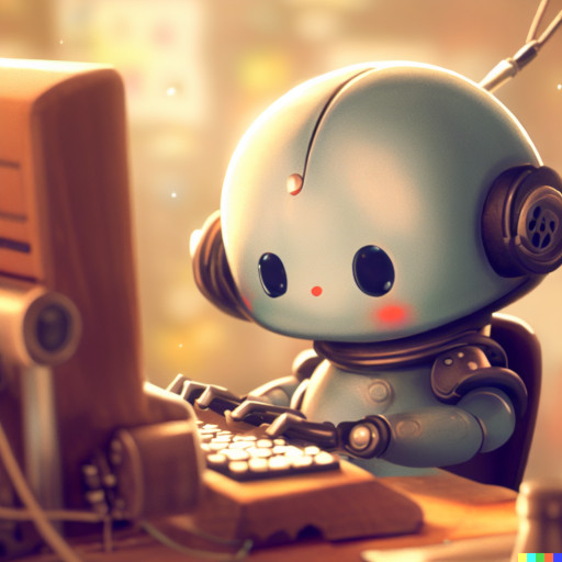 Non-Technical Image - A cute robot working on a computer by Studio Ghibli